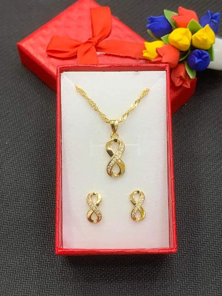 18K Gold Plated Necklace at Earring Set