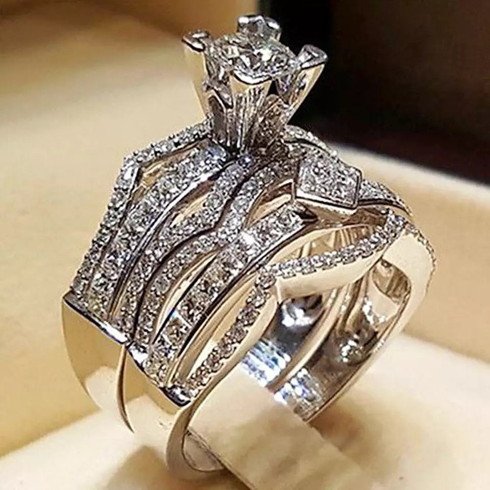 Cubic Zirconia Luxury 2Pcs Engagement Ring